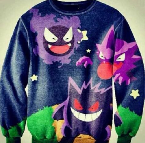 Gastly, Haunter, and Gengar sweatshirt Pokemon Sweatshirt, Pokemon Fashion, Pokemon Merchandise, Pokemon Clothes, Ghost Pokemon, Geek Clothes, Geek Fashion, Anime Merchandise, Ugly Sweater