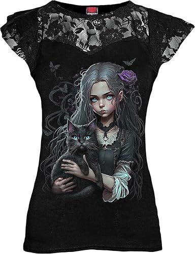 Spiral - Goth Familiar - Lace Layered Cap Sleeve Top Black at Amazon Women’s Clothing store Spiral Artwork, Gothic Lifestyle, Film Characters, Lace Layers, The Gothic, Gothic Horror, Cap Sleeve Top, Amazon Women, Cap Sleeve