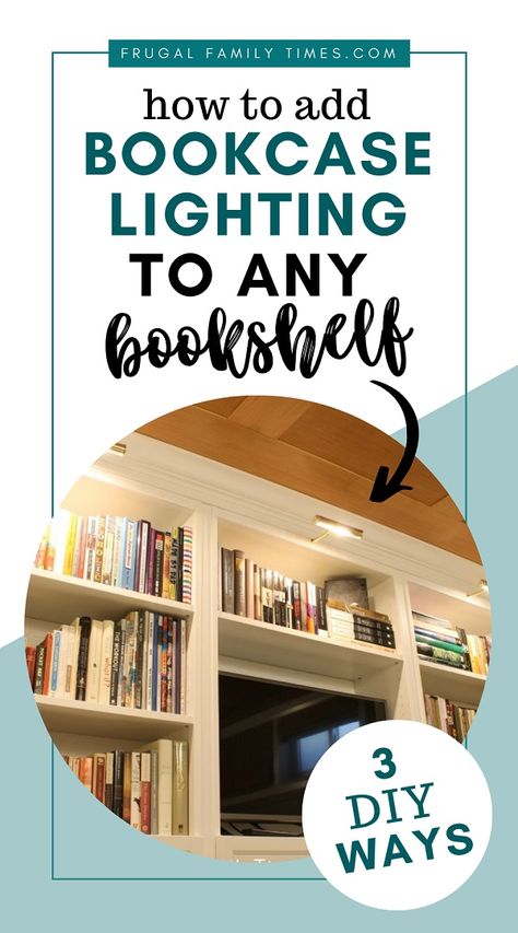 4 simple ways to add lights pretty much anywhere - 3 don't require any wiring skills! Bookcase lighting can make a boring bookcase shine - literally! Adding bookshelf lighting can be simple. You don't need to pay an Electrician - there are simple ways to install library lights without complicated wiring. Here's how to install picture lights using the right products to make it easy. Library Lights, Library Lighting, Bookshelf Lighting, Basement Guest Rooms, Diy Bookshelf, Ikea Bookcase, Bookcase Lighting, Faux Brick Walls, Picture Lights