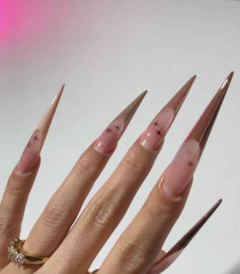 Acrylic Nails Stiletto, Stilleto Nails Designs, Punk Nails, Goth Nails, Classy Acrylic Nails, Acrylic Nails Coffin Pink, Long Square Acrylic Nails, Unique Acrylic Nails, Brown Nails