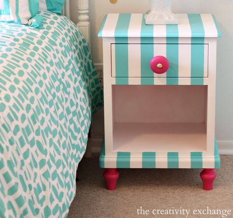 Tutorial for creatively painting children's furniture. Nightstand painted with Velvet Finishes Paint {The Creativity Exchange} Velvet Finishes Paint, Painting Kids Furniture, Painting Kids, Hygge Home, Painting Furniture Diy, Childrens Room Decor, Refurbished Furniture, Childrens Furniture, Kids Bedroom Furniture