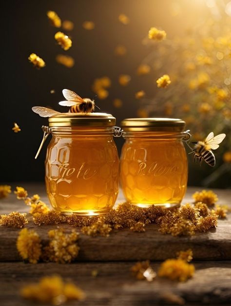 Glass Honey Jar, Honey Pictures, Logo Bee, Honey Logo, Honey Jars, Honey Photography, Bee Pictures, Golden Honey, Sweet Meat