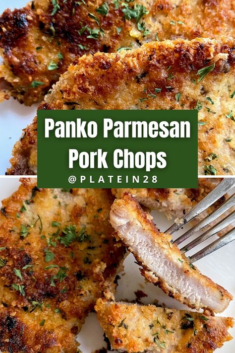 If you love pork that is crispy on the outside and juicy on the inside, our Panko Parmesan Pork Chops won't disappoint! #pankopork #pankoparmesan #pankporkchops #porkchops #crispypork Panko Pork Chops, Panko Recipes, Boneless Pork Chop Recipes, Parmesan Pork Chops, Air Fryer Pork, Breaded Pork Chops, Air Fryer Pork Chops, Easy Pork Chops, Easy Pork Chop Recipes