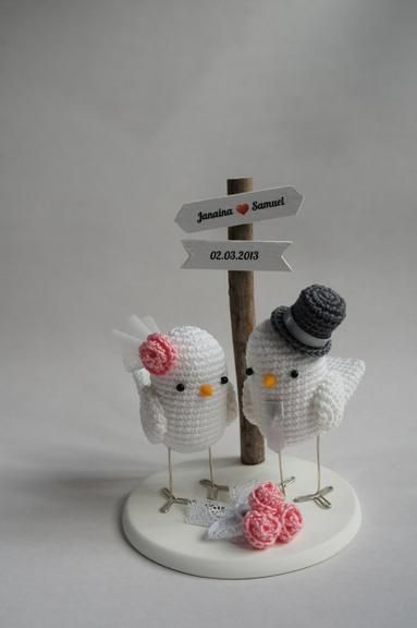 Crochet Wedding Amigurumi, Crocheted Birds, Crochet Wedding Gift, Wedding Crochet Patterns, Small Crochet Gifts, Wedding Birds, Decoration For Wedding, Love Birds Wedding, Crochet Birds