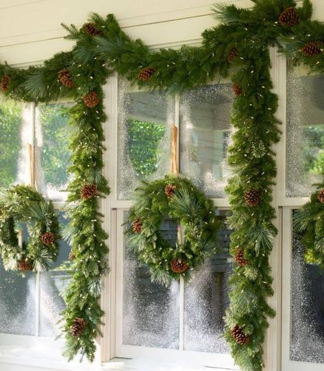 Outdoor Christmas Garland, Christmas Wreaths For Windows, Window Garland, Outdoor Garland, Diy Christmas Garland, Artificial Christmas Garland, Artificial Christmas Wreaths, Balsam Hill, Holiday Garlands