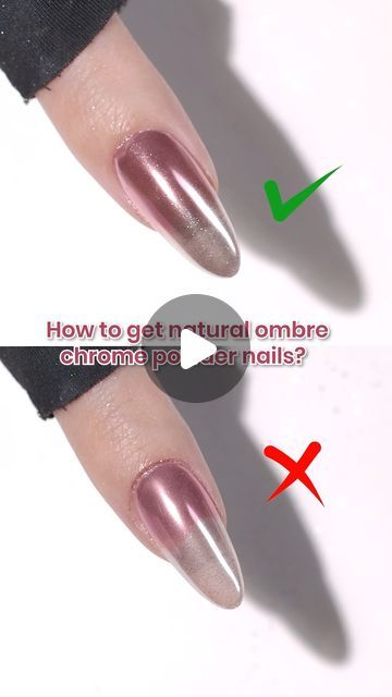 Chrome Ombre Nails, Chrome Powder Nails, Ombre Chrome, Powder Mirror, Ombre Chrome Nails, Ombre Nails Tutorial, Beetles Gel Polish, Nagel Design, Natural Ombre