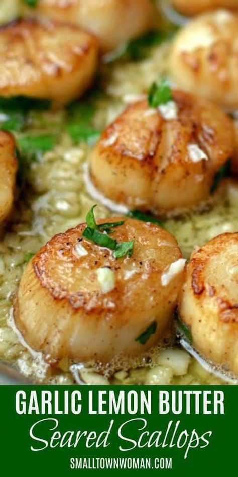 Lemon Butter Scallops, Best Scallop Recipe, Butter Scallops, Seafood Scallops, Small Town Woman, Seared Scallops, Best Seafood Recipes, Scallop Recipes, Butter Recipes