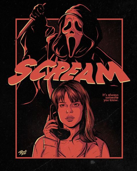 Scream Movie Poster, Horror Room, Scream 1996, Digital Sketch, The Scream, Scream Movie, Sketch Artist, Horror Posters, Retro Horror