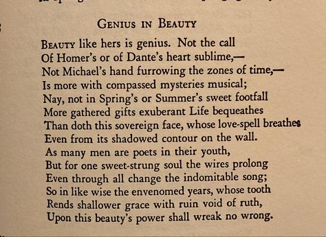 Genius in Beauty poem. poetry, poem, words, romantic, sonnet, valentine’s day, cute, beautiful, aesthetic, dark academia Romantic Era Poetry, Dark Academia Valentines Day, Dark Academia Poems, Dark Academia Poetry, Gabriel Rossetti, Dante Gabriel Rossetti, Aesthetic Dark Academia, Vintage Words, Turn Blue