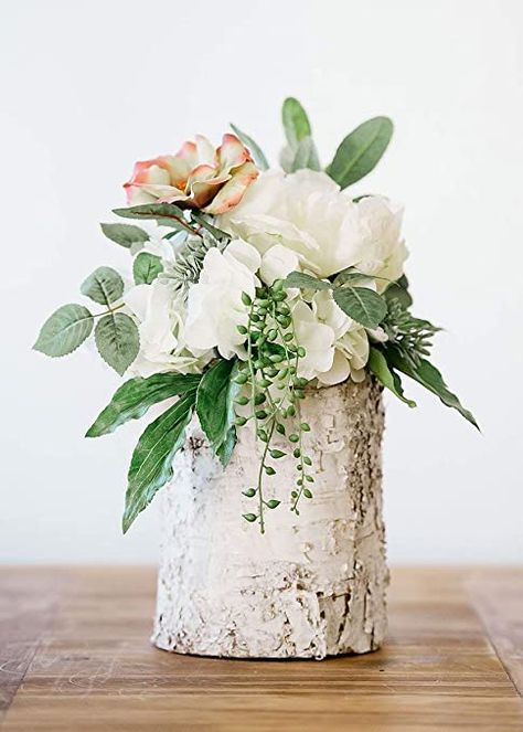 Diy Winter Wedding, Bohemian Wedding Decorations, Unique Wedding Flowers, Wedding Floral Centerpieces, Flower Centerpieces Wedding, Birch Bark, Wedding Flower Arrangements, Wedding Table Centerpieces, Wedding Candles