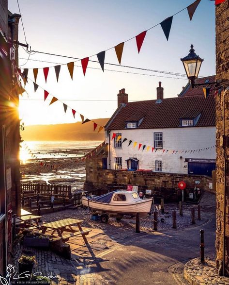 Country Inspiration on Instagram: “Congratulations to @north_yorkshire_gallery_whitby for this stunning capture. We selected it as one of our top 10 photos of the week. . .…” Whitby England, Robin Hoods, Country Living Uk, Robin Hoods Bay, British Seaside, Village Life, Sunrise Photography, North Yorkshire, Lake District