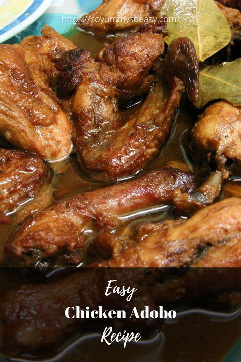 Easy Chicken Adobo (Filipino-Style Braised Chicken) Recipe Chicken Adobo Recipe Easy, Chicken Adobo Filipino, Adobo Filipino, Bouillabaisse Recipe, Recipes By Ingredients, Chicken Adobo Recipe, Braised Chicken Recipes, Filipino Chicken Adobo, Filipino Dish