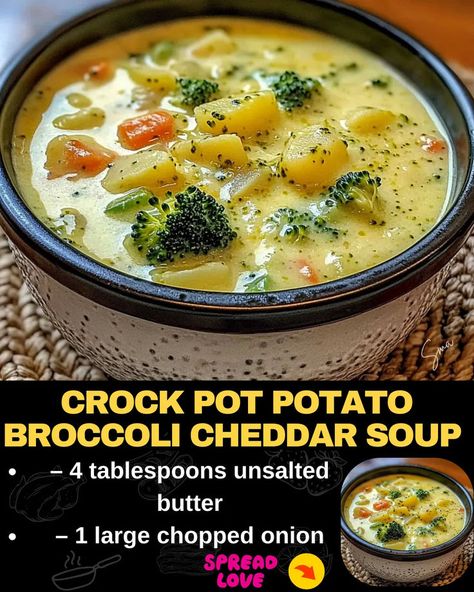 Crock Pot Potato Broccoli Cheddar Soup Broccoli Potato Soup Crockpot, Broccoli Soup Crockpot, Potato Broccoli Cheddar Soup, Crockpot Broccoli Cheddar Soup, Cheddar Broccoli Potato Soup, Broccoli Potato Cheese Soup, Easy Broccoli Cheddar Soup, Crock Pot Potato, Potato Soup Crock Pot Easy