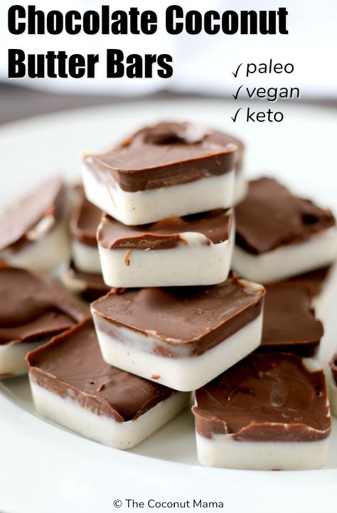 Coconut Butter Recipes, Coconut Chocolate Bars, Keto Diet Breakfast, Butter Bars, Fat Bomb Recipe, Diet Breakfast Recipes, Keto Diet Food List, Low Carb Breakfast Recipes, Fat Foods