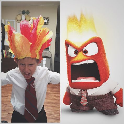 DIY Inside Out Anger costume. Diy Anger Inside Out Costume, Anger From Inside Out Costume, Diy Inside Out Costume, Anger Inside Out Costume, Disney Party Ideas, Pixar Costume, Inside Out Costume, Halloween Office Party, Cosplay Disney