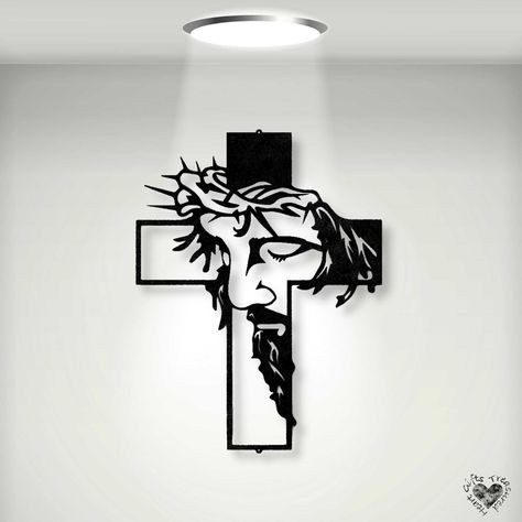 Jesus Decor, Jesus Christ Cross, Christ Cross, Angel Artwork, Love Like Jesus, Christmas Wall Hangings, The Cross Of Christ, Laser Cut Metal, Metal Cross