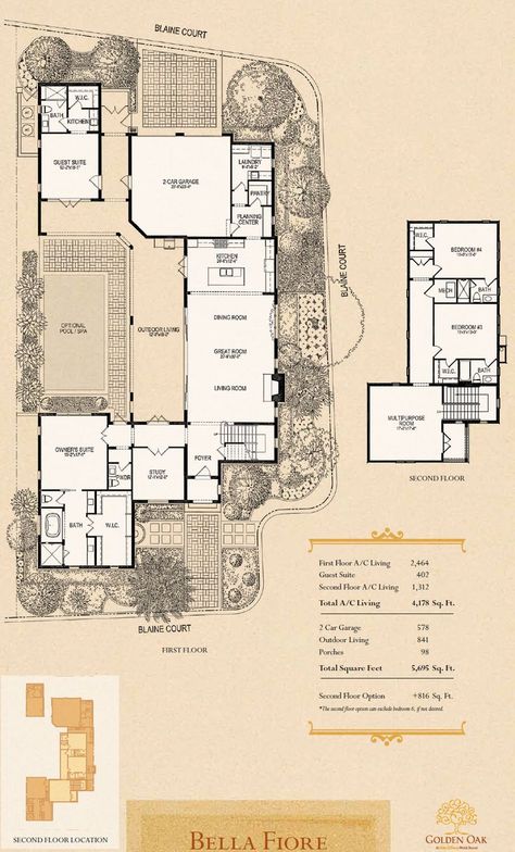 Master Suite With Private Courtyard, Courtyard Floorplan, Small Courtyard House Plans, Floor Plan With Courtyard, Small Courtyard House, Tuscan Floor Plans, Riad Floor Plan, Courtyard With Pool, Spanish Ranch Style Homes