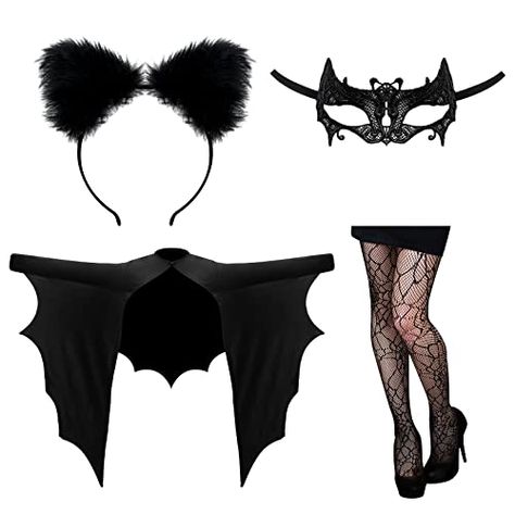 WILLBOND 4 Pcs Halloween Bat Costume Set Including Bat Cape Headband Mask Spider Stocking Women Costumes for Cosplay Party Adult Bat Costume, Halloween Bat Costume, Bat Cape, Bat Halloween Costume, Blonde Halloween Costume, Teacher Halloween Costumes, Bat Mask, Best Halloween Costumes Ever, Halloween Costumes For Teens Girls