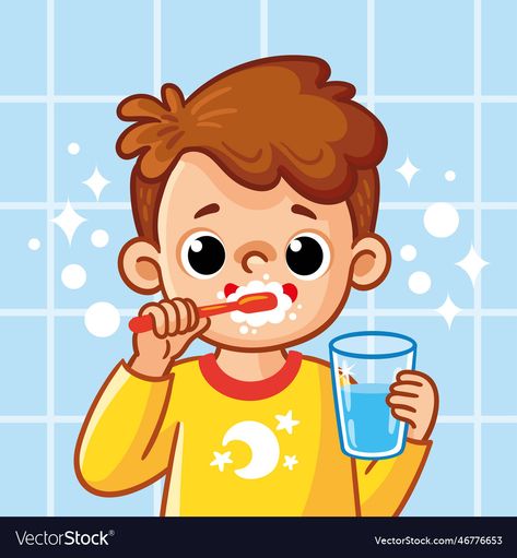 Teeth Vector, Brush Illustration, Teeth Illustration, Teeth Brush, Brush Teeth Kids, Children's Book Illustration, Brushing, Book Illustration, The Bathroom