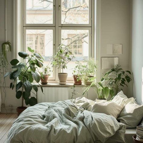 Sage Bedroom Aesthetic, Dark Upholstered Bed, Grandma Bedroom, Sage Green Bedding, Green Room Ideas Bedroom, Sage Green Bedroom Ideas, Blue Green Bedrooms, Statement Walls, Green Bedroom Ideas