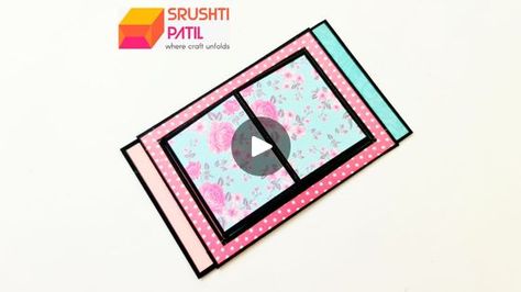 Slide to Hide Card Tutorial | Srushti Patil | Check this super intresting card. This is the one of unique card you have ever seen. #SrushtiPatil #Slide #Hide #Card #Craft #DIY #Scrapbook | By Srushti PatilFacebook Sliding Card, Gifts Boxes, Slider Cards, Tags Diy, Diy Tags, Card Tutorial, Unique Cards, Craft Diy, Diy Scrapbook