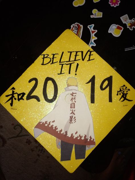 Hunter X Hunter Graduation Cap, Naruto Graduation Cap Ideas, Hokage Graduation Cap, Demon Slayer Graduation Cap, Anime Grad Cap Ideas, Anime Graduation Cap Designs, Naruto Graduation Cap, Anime Graduation Cap, Anime Graduation