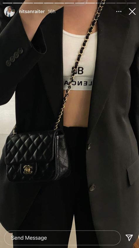 Chanel Mini Classic Flap, Chanel Mini Flap Bag Outfit, Chanel Classic Flap Bag Outfit, Mini Flap Bag Chanel, Manifest List, Black Chanel Bag, Chanel Bag Outfit, Chanel Mini Bag, Chanel Bag Classic