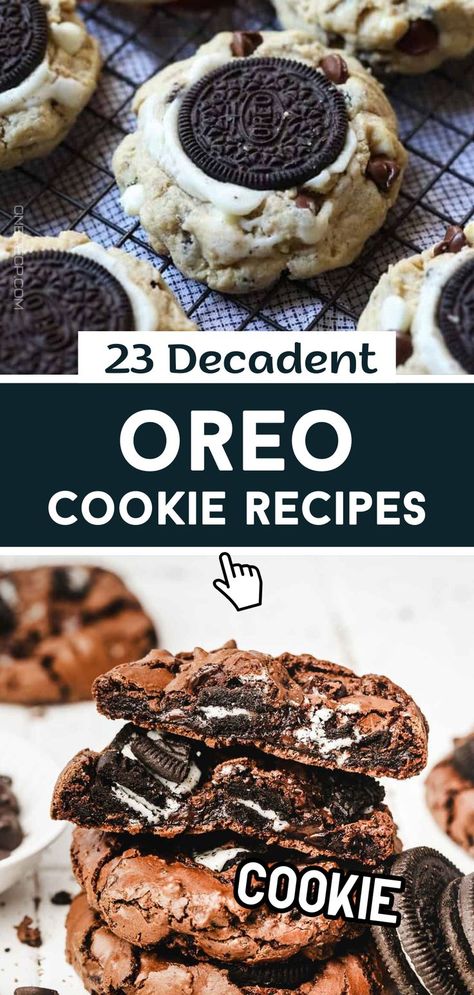 Indulge in 23 decadent Oreo cookie recipes perfect for any sweet tooth! From creamy desserts to baked treats, find your next favorite on our site today! Cookies Made With Oreos, Oreo Cookie Bars Recipes, Oreo Cookie Recipes Desserts, Baking With Oreos, Oreo Sugar Cookies, Oreo Cookie Dessert Recipes, What To Make With Oreos, Recipes With Oreo Cookies, Recipes Using Oreos