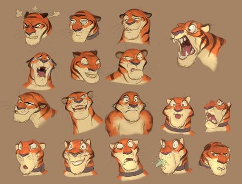 Tiger Cartoon Drawing, Cartoon Expression, Cartoon Tiger, 동화 삽화, Drawing Cartoon Faces, Game Anime, Cartoon Sketches, Anime Expressions, Drawing Expressions