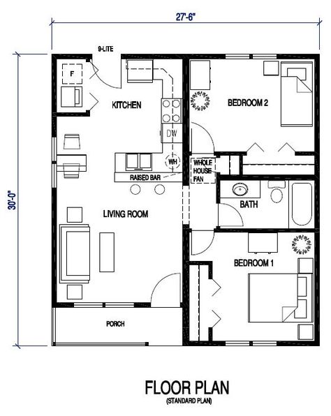 c Simple Bungalow House Designs, One Bedroom House Plans, Rv Floor Plans, Small Bungalow, Bungalow Floor Plans, Affordable House Plans, Craftsman Bungalow, Modern Bungalow House, Home Design Floor Plans