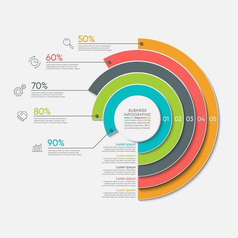 Circle Graph infographic Tmplate With 5 Options. Graph Infographic Design, Diagram Lingkaran, Stats Infographic, Graph Infographic, Folder Cover Design, Diagram Graphic, Circle Graph, Pie Graph, Circle Diagram