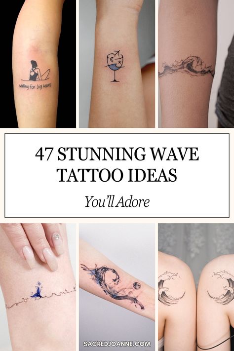 Celebrate life’s ebb and flow with these meaningful wave tattoos. Perfect for ocean lovers or anyone seeking inspiration. Save this pin for tattoo ideas that tell your story! Wave And Pine Tree Tattoo, Grace Wave Tattoo, Water Tiny Tattoo, Tofino Tattoo Ideas, Small Wave Tattoo Men, Matching Wave Tattoos For Best Friends, The Ocean Is Calling Tattoo, River Tattoos For Women, Ocean Soul Tattoo