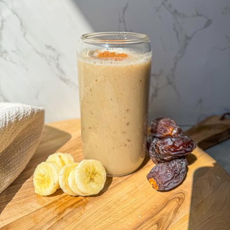 If you’ve never had a Banana Date shake, this is your sign to give it a try! It’s a sweet, healthy dessert and you can enjoy with only 3 simple ingredients, or feel free to customize it to your liking! Add some peanut butter, or some spinach, or some honey, or even ice cream…however you like to enjoy your smoothies! Ingredients 2 bananas (I like to use ones w some brown spots for extra sweetness) 1 cup unsweetened vanilla almond milk 2-3 dates 3 ice cubes Remove the pits from the dates and... Date Shake, Nutritious Food, Vanilla Almond Milk, Banana Nut, A Banana, Brown Spots, Ice Cubes, Nut Butter, Healthy Dessert