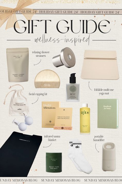 Wellness & Self Care Gifts for women this holiday season! These are the top Christmas gift ideas in the health, self-love and overall well-being category. In this wellness gift guide, we're sharing the best wellness gifts including the CurrentBody infrared sauna blanket, the Hatch alarm clock, the Oura ring, our favorite facial cupping kit and more! Check out our latest post for more Christmas gift ideas for everyone on your list. Christmas Self Care Gift Ideas, Wellness Christmas Gifts, Wellness Girl Gift Guide, Wellness Gift Guide, Health And Wellness Gifts, Christmas Gifts For Her For Women, Hatch Alarm, Self Care Christmas Gifts, Self Care Must Haves