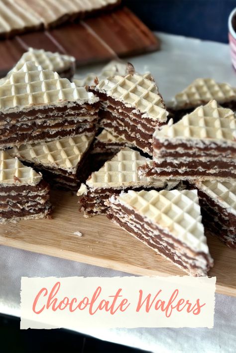 Sugar Wafers Recipe, Wafer Cookie Recipe, No Bake Chocolate Desserts, Condensed Milk Cake, Chocolate Wafer Cookies, Delicious Deserts, Polish Food, Wafer Cookies, Chocolate Wafers