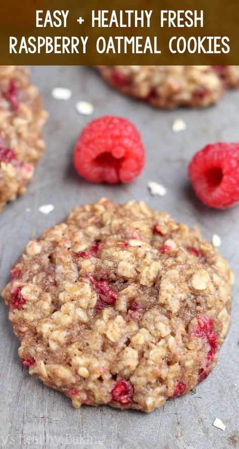 Raspberry Oatmeal Cookies, Oatmeal Cookies Soft, Raspberry Cookie Recipes, Clean Eating Cookies, Oatmeal Cookie Recipe, Raspberry Oatmeal, Healthy Oatmeal Cookies, Raspberry Cookies, Baking Powder Uses