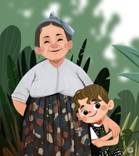 My Grandma and I on Behance Grandmother And Grandson, Character Design Drawing, Illustration Art Kids, Picture Books Illustration, Book Illustration Art, Family Illustration, Illustration Character, After Life, Paint By Numbers