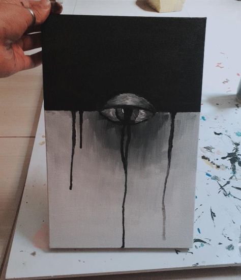 Dark Emotional Painting, Scary Painting Ideas On Canvas, Deep Paintings, Dark Art Paintings, Creepy Paintings, Meaningful Paintings, Emotional Painting, Dark Paintings, Simple Canvas Paintings