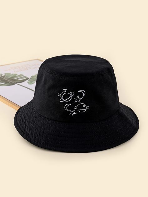 Graphic Bucket Hat, Bucket Hat Designs, Bucket Hat Diy, Bucket Hat Embroidery, Genshin Oc, Custom Bucket Hats, Embroidered Bucket Hat, Bucket Hat Design, Black Bucket Hat