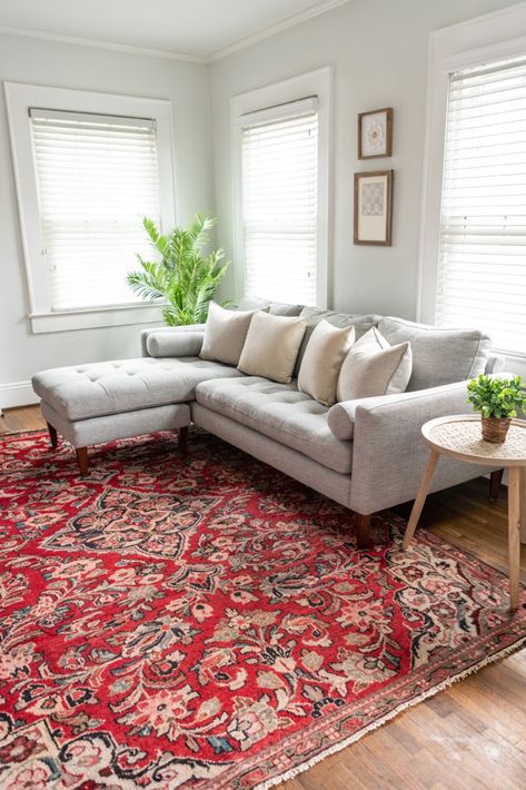 Red sofa living room