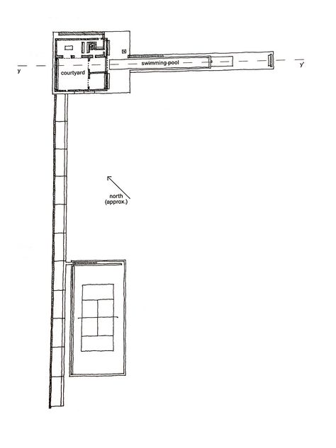 John Pawson & Claudio Silvestrin | Casa Neuendorf | Mallorca, España | 1987-1989 Neuendorf House, Claudio Silvestrin, Patio House, Small Floor Plans, John Pawson, House Modern, Pool Side, Site Plan, House 2