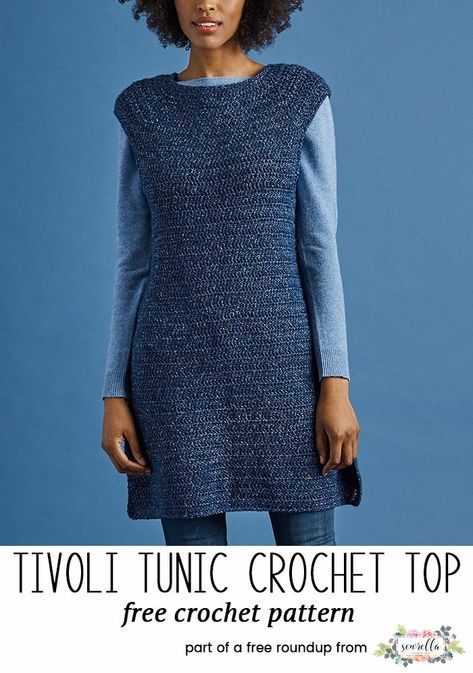 Crochet this easy beginner friendly tunic from my breezy crochet tops for summer free pattern roundup! Dress Top Ideas, Crochet Tunic Pattern, Tops For Spring, Tops For Summer, Black Crochet Dress, Spring Pattern, Crochet Tunic, Tunic Pattern, Crochet Dress Pattern