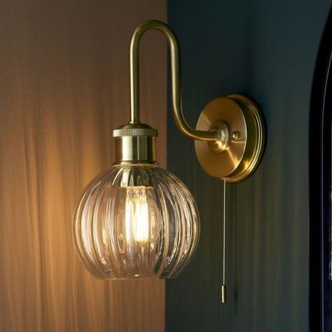 Wall Light With Switch, Wall Hanging Lights, Bedside Wall Lights, Wall Lights Living Room, Wall Lights Bedroom, Glass Wall Lights, Lighting Trends, Brass Wall Light, Bedside Lighting