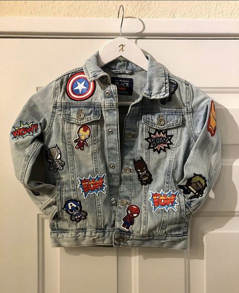 Marvel Jean Jacket, Marvel Denim Jacket, Marvel Stuff To Buy, Marvel Things To Buy, Marvel Outfits, Marvel Inspired Outfits, Marvel Jacket, Casual Sneakers For Men, Marvel Fashion