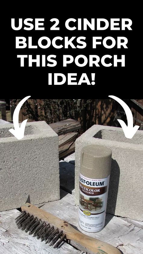 Transform your porch into a cozy outdoor living space with this creative DIY project! 🏡 Learn how to use just 2 cinderblocks and some paint to create a stylish decor element for your porch. Ready for your outdoor makeover? 💡 Click to see how! Diy Backyard Ideas On A Budget Cozy, Ideas For Porch Decor, Modern Farmhouse Front Porch Ideas, Small Screened In Porch Decorating Ideas Cozy, Large Porch Decorating Ideas, Country Porch Ideas, Painted Cinder Blocks, Back Porch Decorating, Rustic Porch Ideas