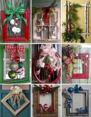 100+ Easy and Creative DIY Recycled Christmas Decorations - Holidappy Recycled Christmas Decorations, Christmas Picture Frames, Picture Frame Crafts, Christmas Frames, Christmas Wreaths Diy, Christmas 2019, Holiday Diy, Christmas Deco, Diy Holiday