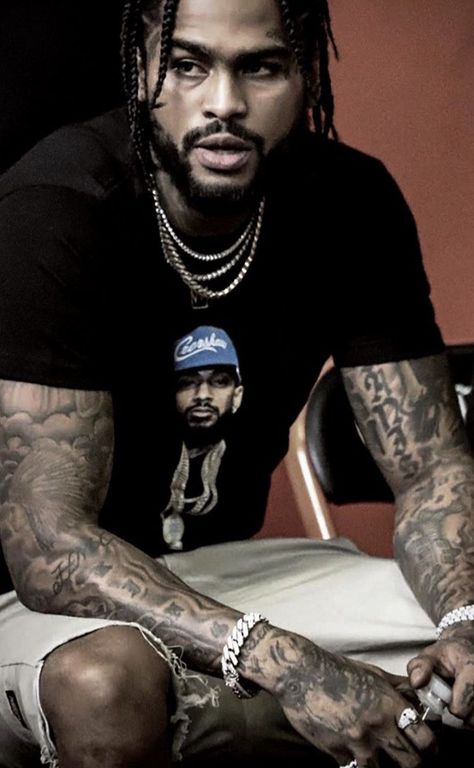 David East, Lauren London Nipsey Hussle, Dave East, Men Tattoos, Lauren London, Black Men Hairstyles, Dope Outfits For Guys, Cute Black Guys, Man Crush Everyday