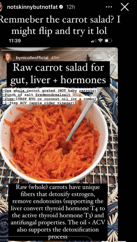 Balancing Hormones Diet, Hormone Carrot Salad, Hormone Balancing Carrot Salad, Raw Carrot Salad For Hormones, Carrot Salad For Hormones, Pro Metabolic, Hormone Balancing Recipes, Healing Foods, Hormone Balance