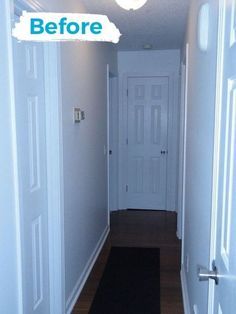 End Of Hallway Ideas, Hallway Makeover Before And After, End Of Hallway, Budget Diy Home Decor, Diy Home Decor Dollar Store, Hallway Makeover, Budget Living, Faux Panels, Vintage Letters