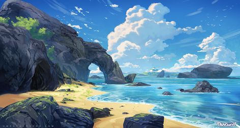 Epic Backgrounds, Rock Background, Scenery Background, Adventure Of The Seas, Background Drawing, Beach Background, Island Art, Nature Drawing, Fantasy Art Landscapes